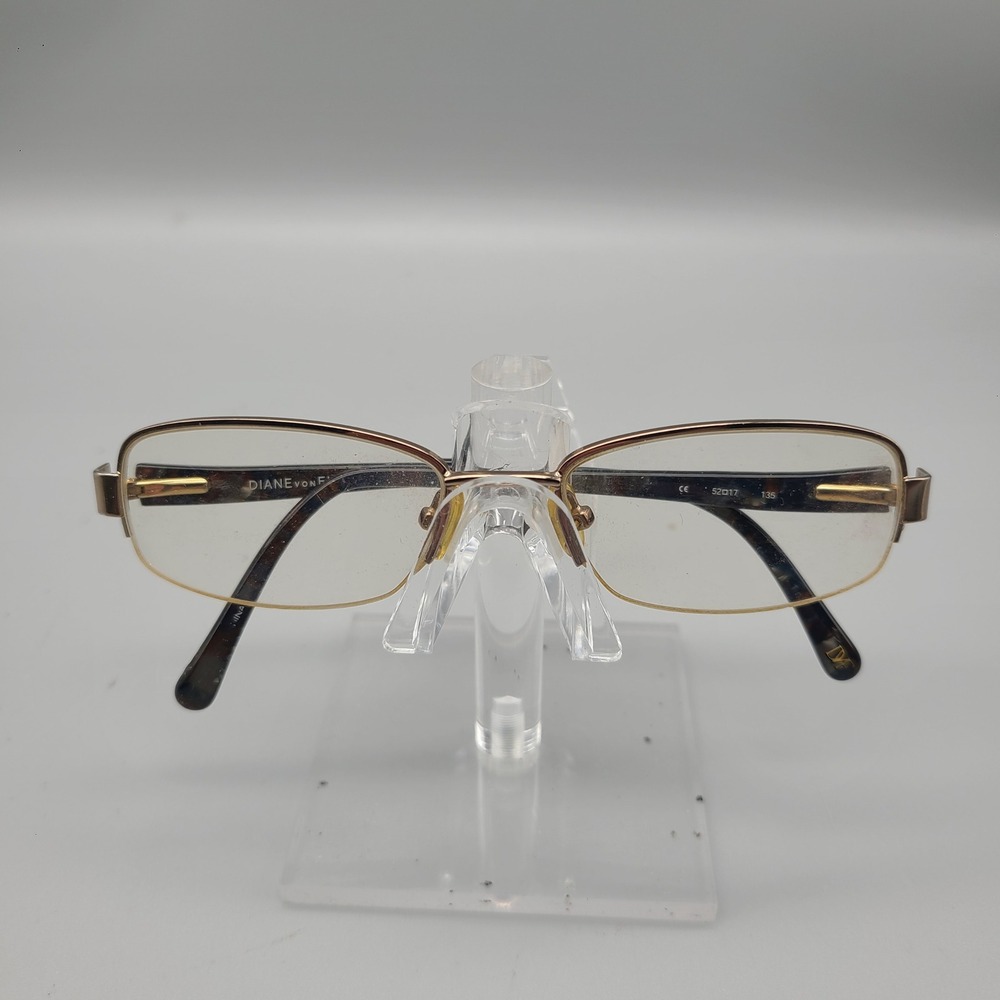 Diane von Furstenberg DVF8009 Gold Tortoise Rectangular Eyeglasses 52-17-135